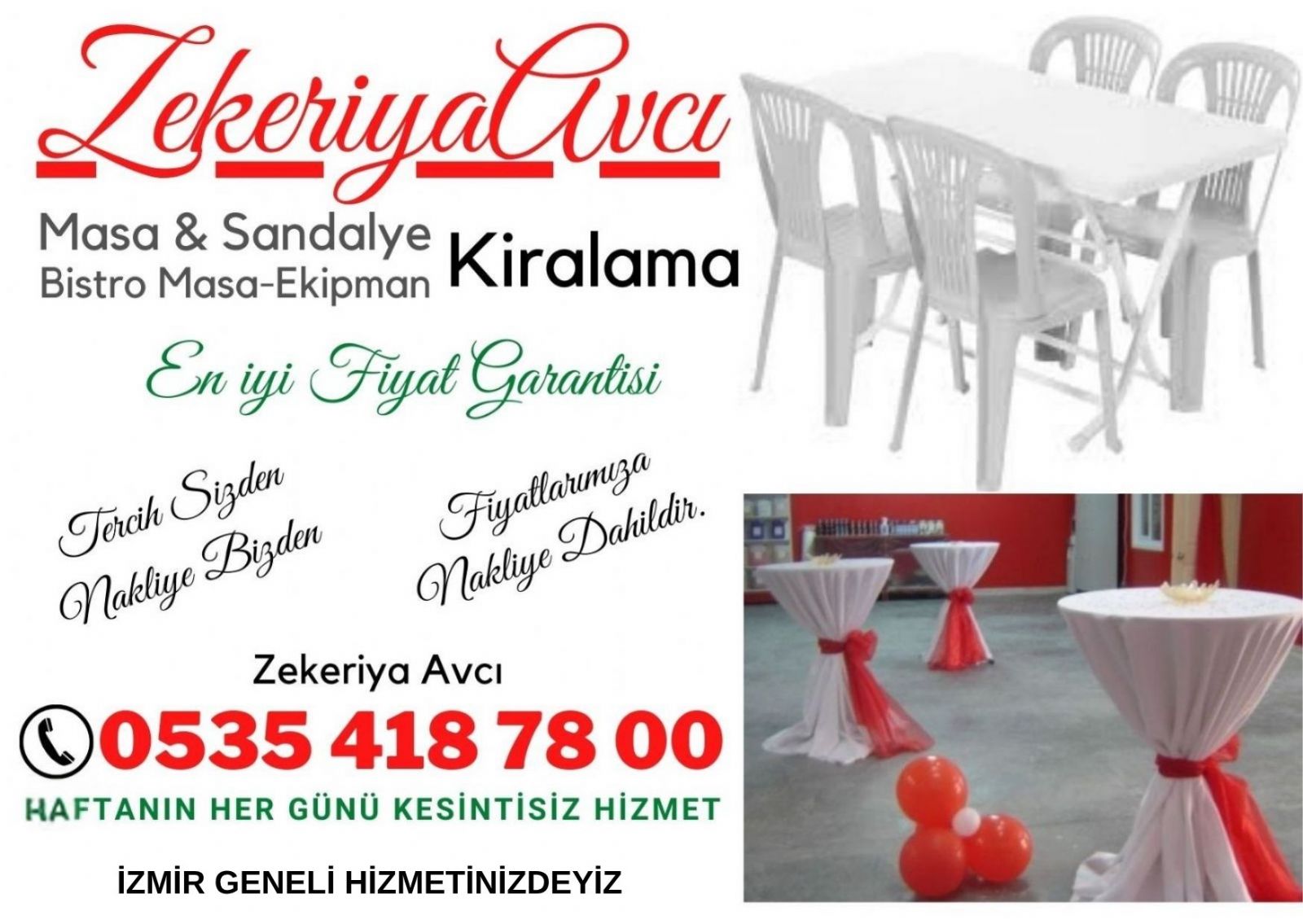 Gaziemir Masa Sandalye Kiralama 
